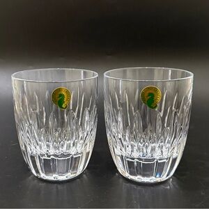 Set of 2 WATERFORD Crystal Mara Pattern Long & Short Deep Vertical Line Tumblers